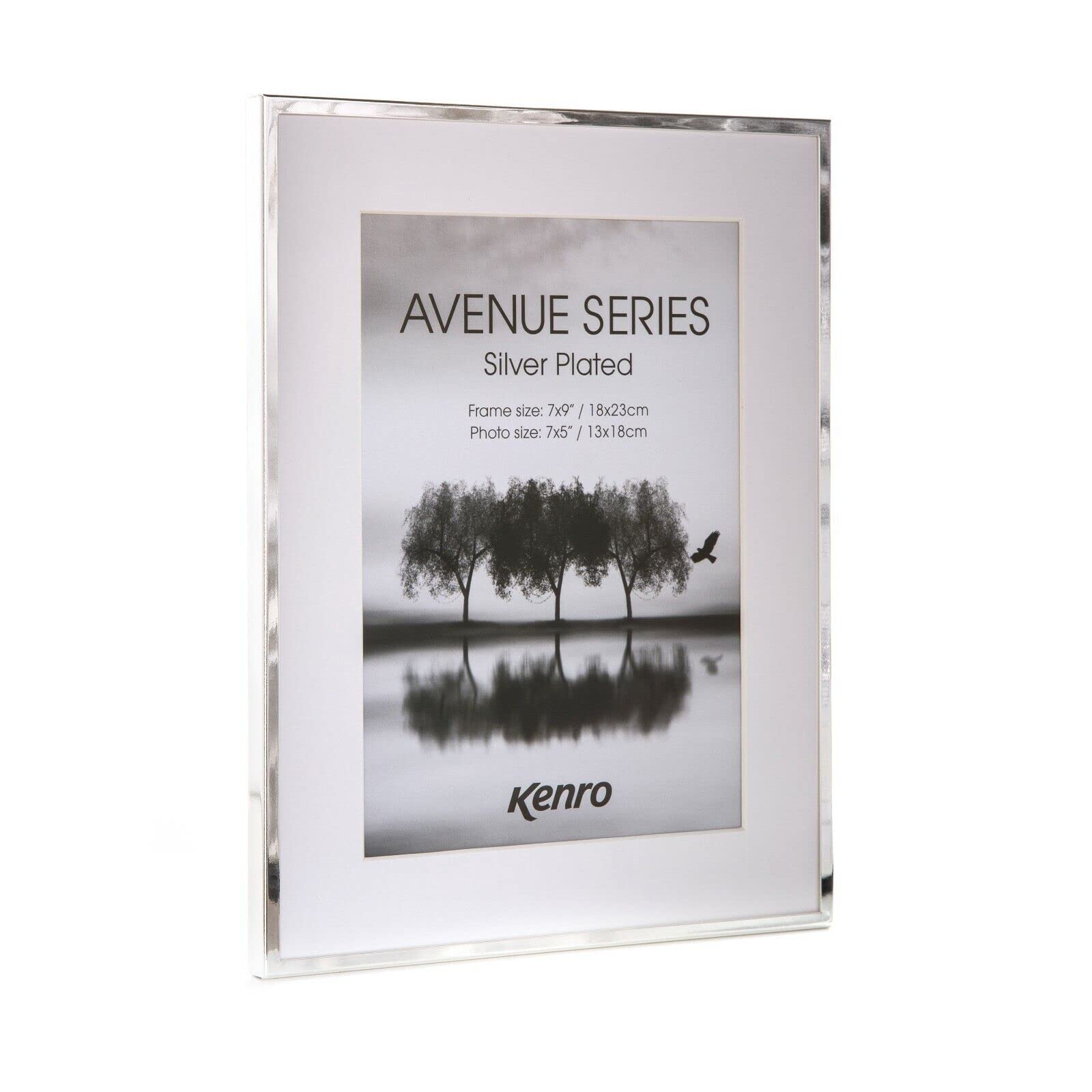 Kenro Silver Avenue Plated Photo Frame 8X10 Inch / 20X25cm With White Mat For Photo 8X6 Inch / 15X20cm - Ave1520s