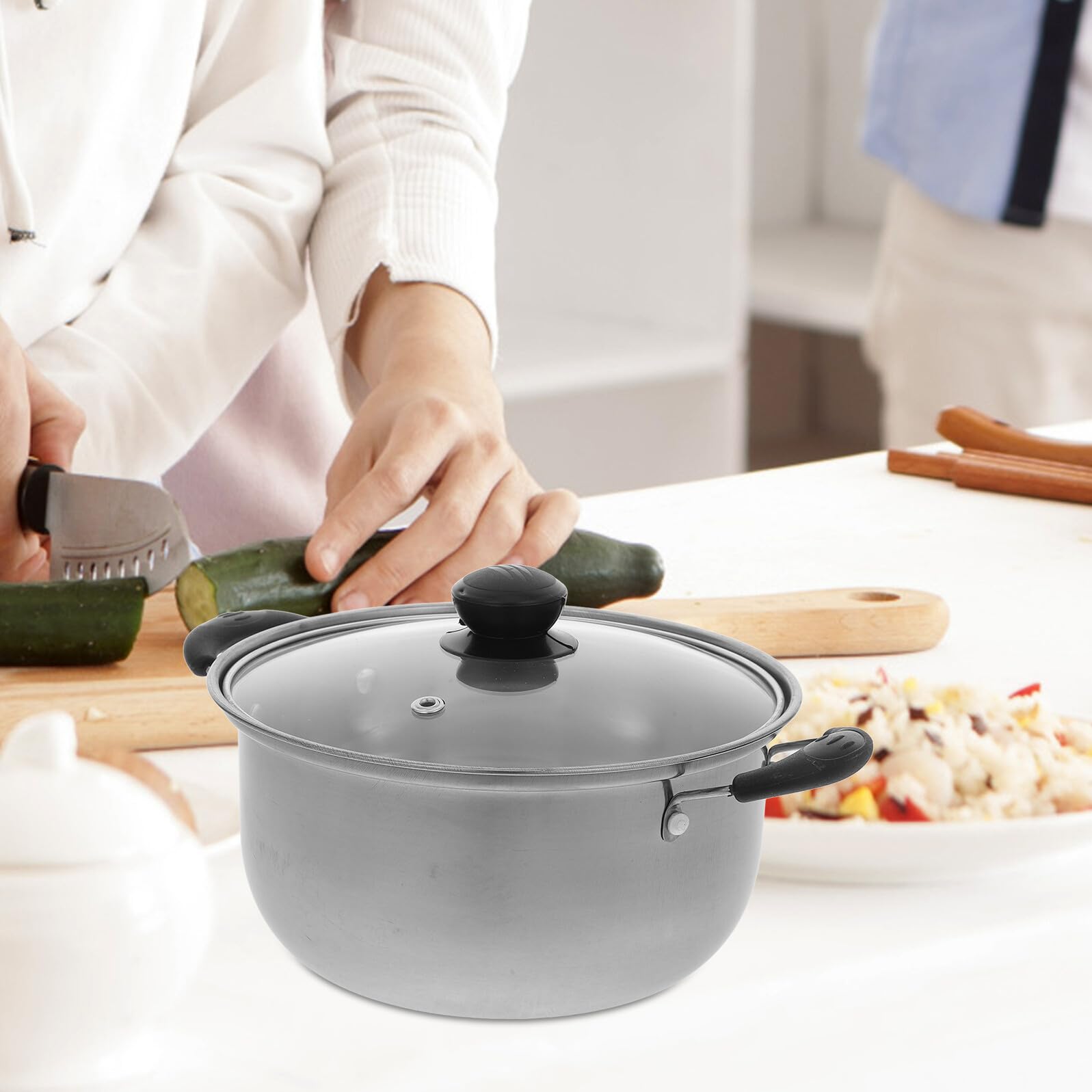 Ipetboom Pentola Vapore Acciaio Inox Vaporiera Cucina Pentola per Cottura a Vapore Compatibile Gas Elettrico Uso Domestico con Coperchio E Doppio Manico