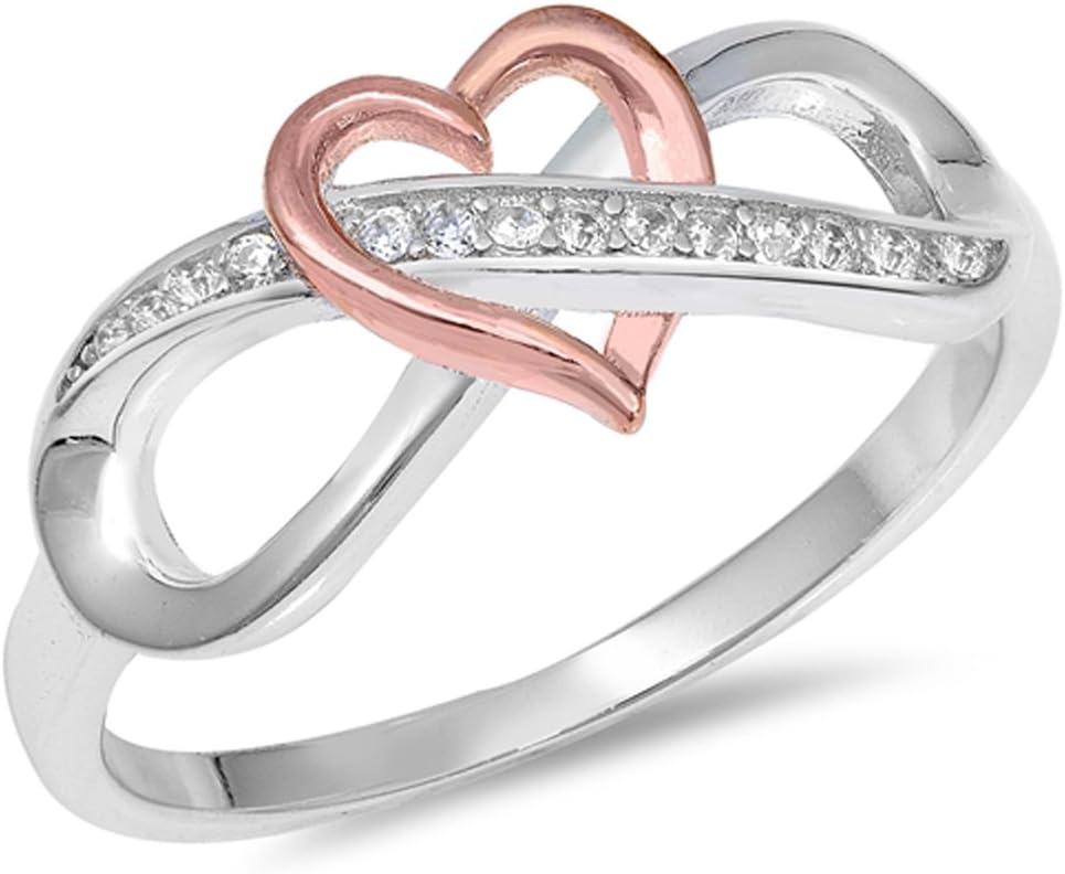CHOOSE YOUR COLOR Sterling Silver Infinity Love Knot Heart Promise Ring