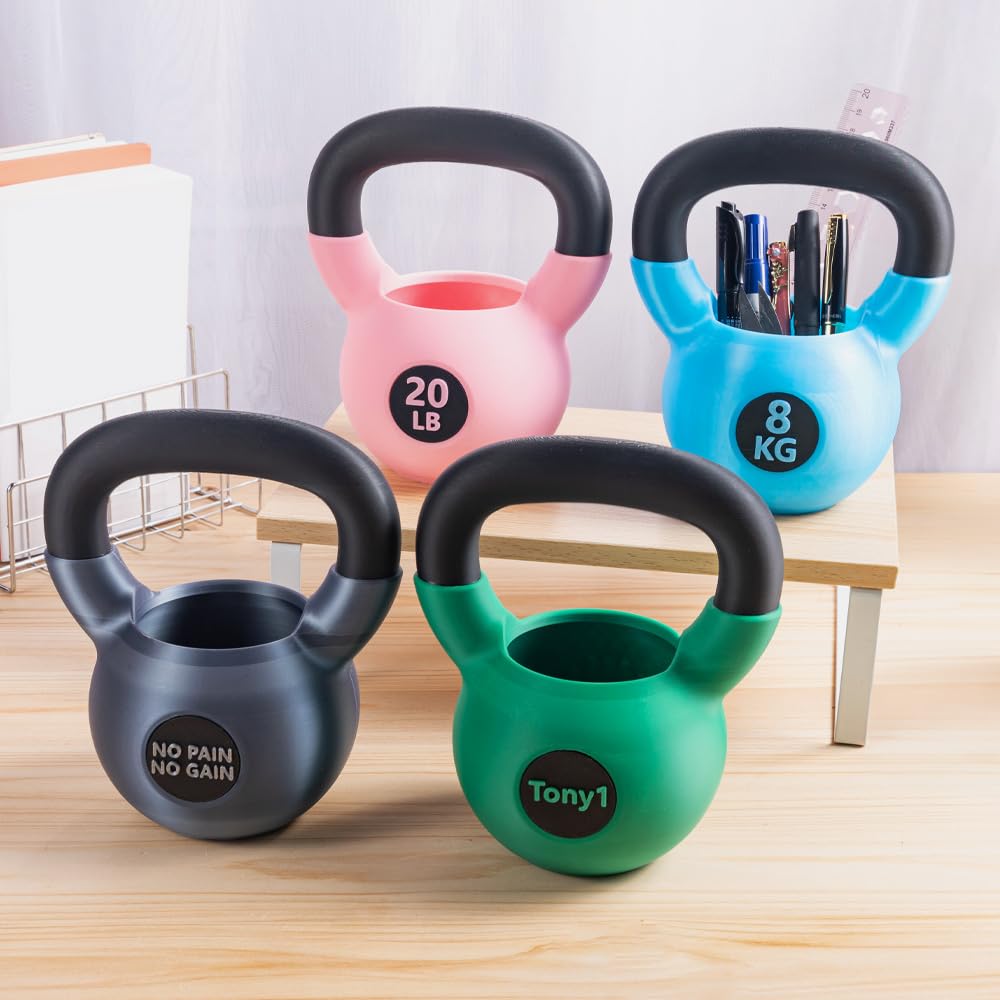 Mini portapenne Kettlebell – Divertente organizer da scrivania per gli appassionati di fitness con testo personalizzato, accessori da scrivania da ufficio con design squat