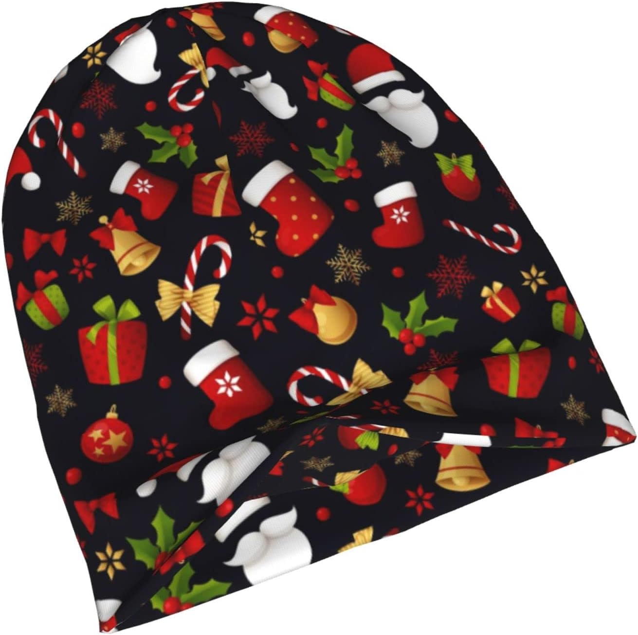 Merry Christmas Beanie Chemo Hat Cancer Headwear Knitted Hats Baggy Slouchy Scarf Cap for Adults Women Men - Image 7