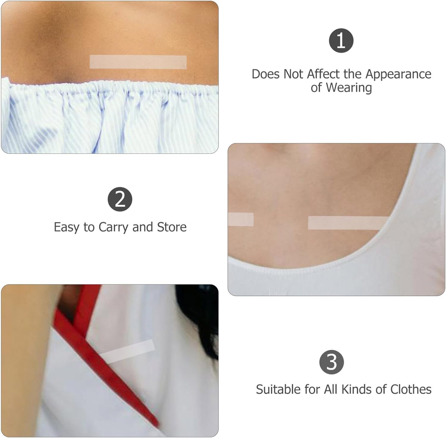 LIFKOME 250pcs Double-sided Body Tape for Skin Clear Invisible Clothing Adhesive Strips for and Undergarments Discreet and Comfortable for Fashion