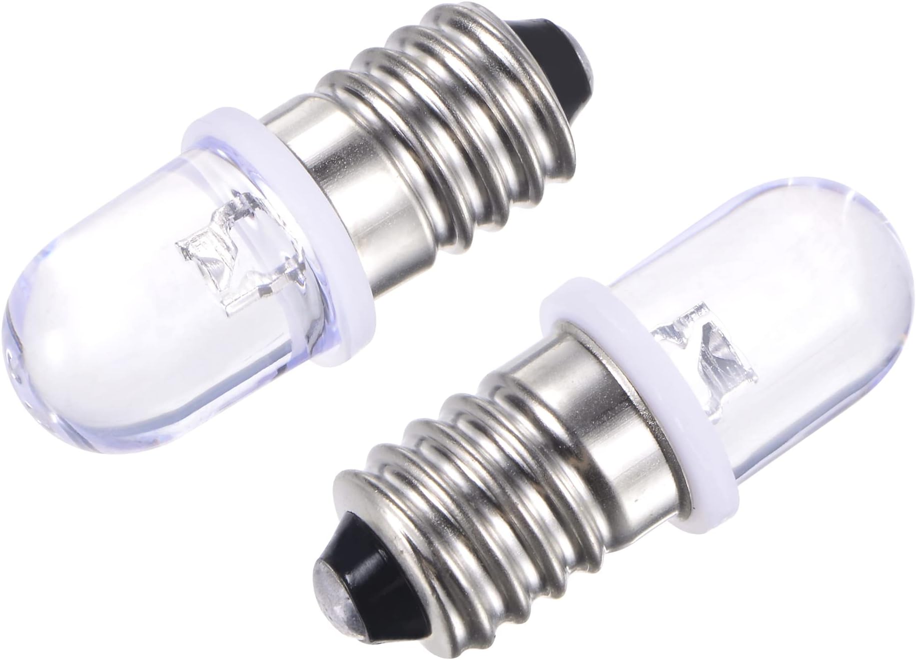 sourcing map E10 Screw Base LED Bulb DC 12V 0.25W Round Top Mini Spot Light with Storage Box, Warm White Pack of 10