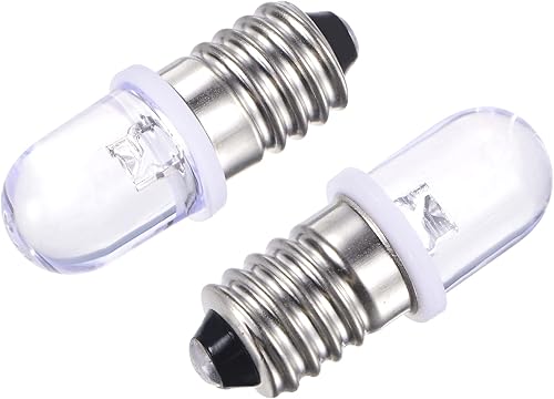 MECCANIXITY Bombilla LED E10 con base de tornillo DC 3V 0.25W Round Top Mini Spot Light con caja de almacenamiento, blanco cálido, paquete de 10