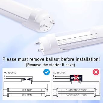Aolyty T8 LED Tube Light, 9W Shop Light 6500K Super Bright Dual End Powered No Ballast Bypass Light fixtures 2ft 24 for Warehouse, Garage, Office, Home - 20 Pack