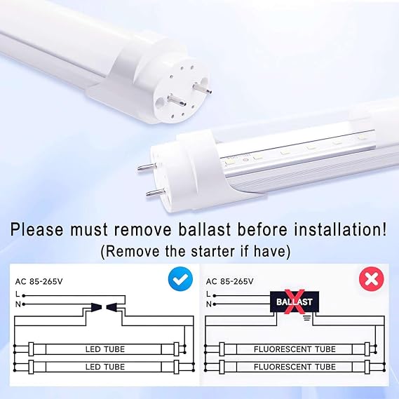 Aolyty T8 LED Tube Light, 9W Shop Light 6500K Super Bright Dual End Powered No Ballast Bypass Light fixtures 2ft 24 for Warehouse, Garage, Office, Home - 20 Pack