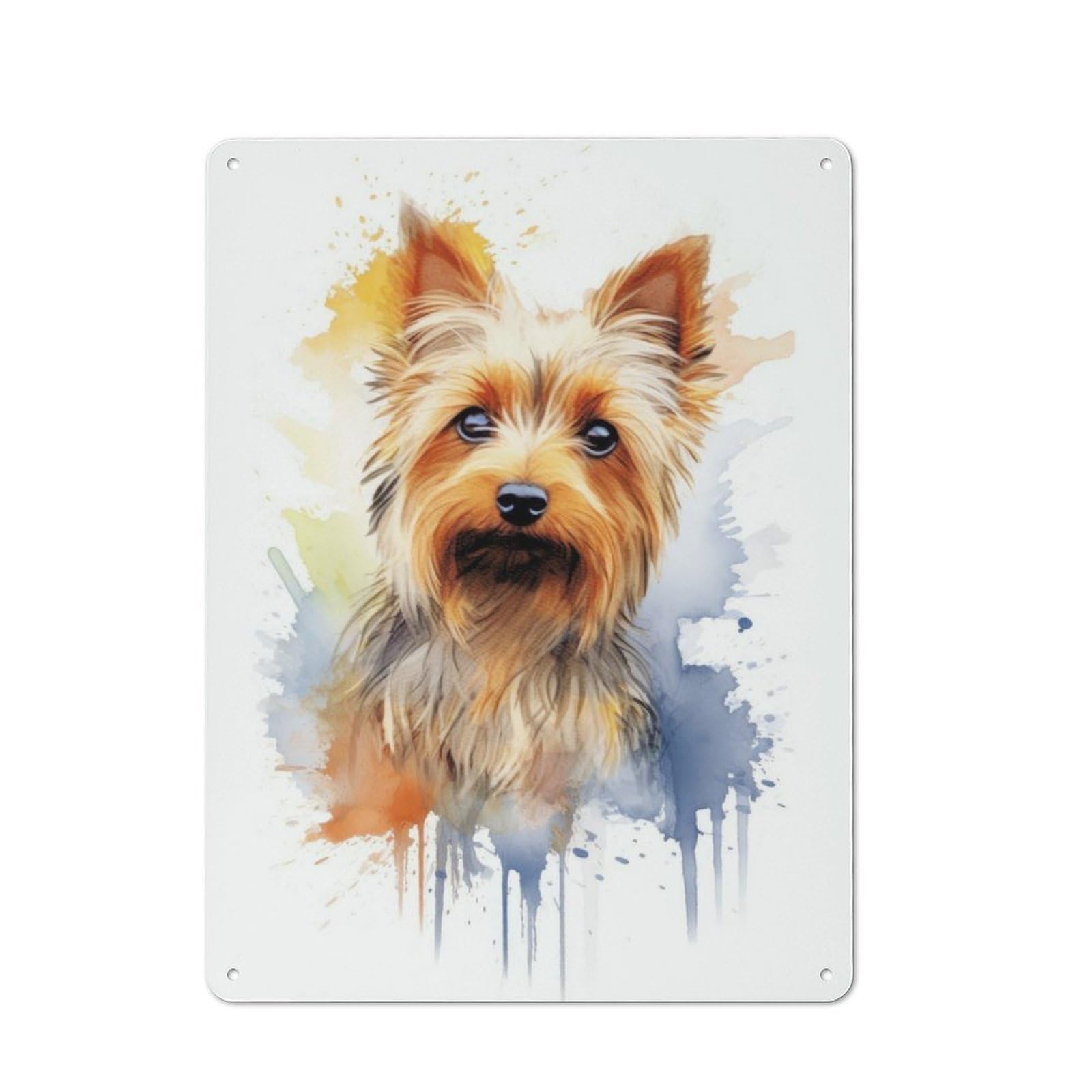 Junmoney Silky Terrier Watercolor Vintage Metal Sign 40X30cm For Guest Room Or Hallway, Suited To Guest Room Decorators