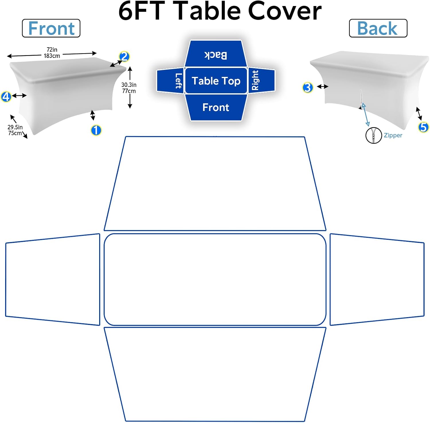 Custom Table Cloth with Business Logo Personalized Stretch Tablecloth for Tradeshow Events, Birthday, Weddings, Party- 6FT Table Cover