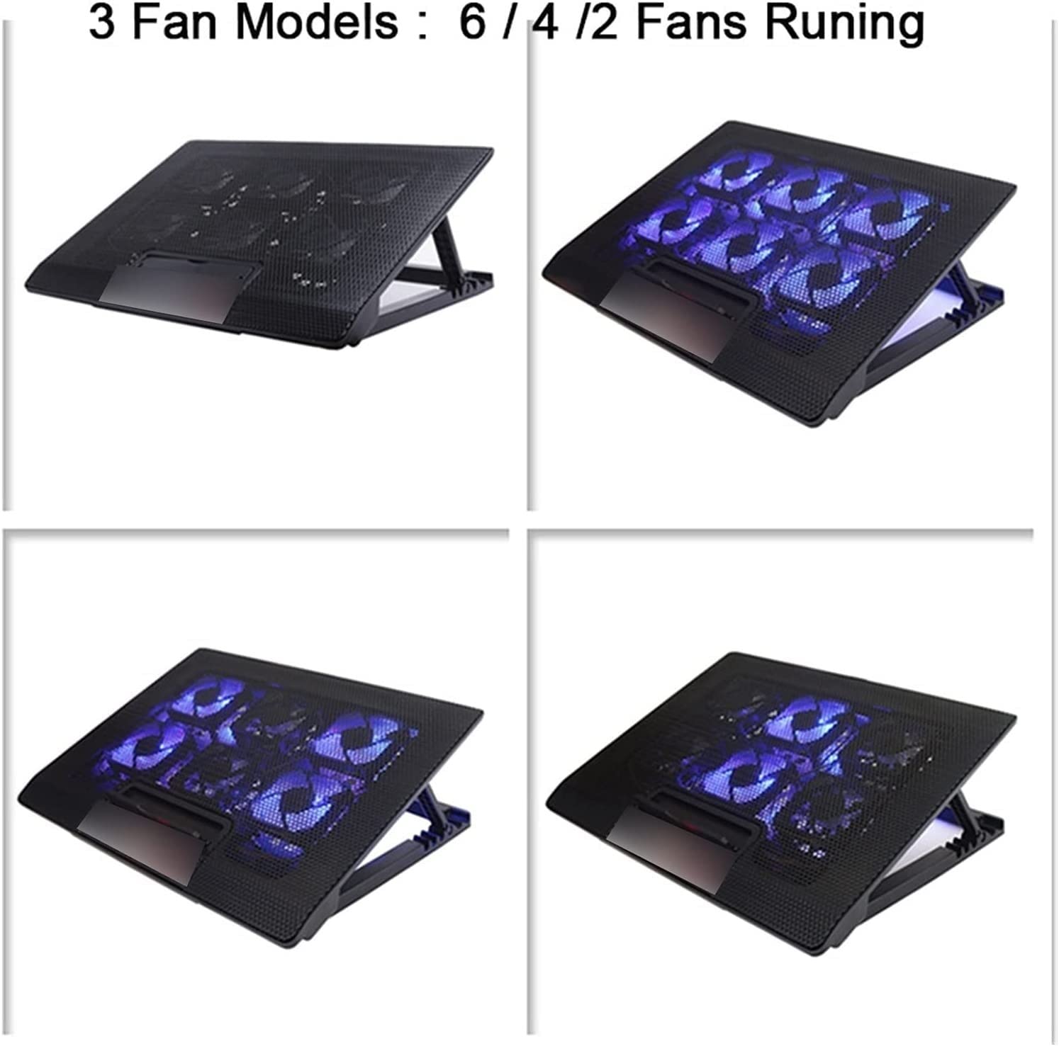 Enfriador Laptop Silent Cooler Notebook Almohadilla De Enfriamiento Aluminio Base 6 Ventiladores Laptop Soporte Puerto USB Soporte