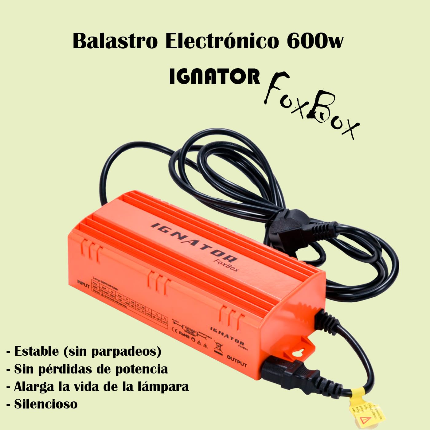 Kit de iluminación de Cultivo 600w Gaviota + balasto electrónico Ignator y lámpara