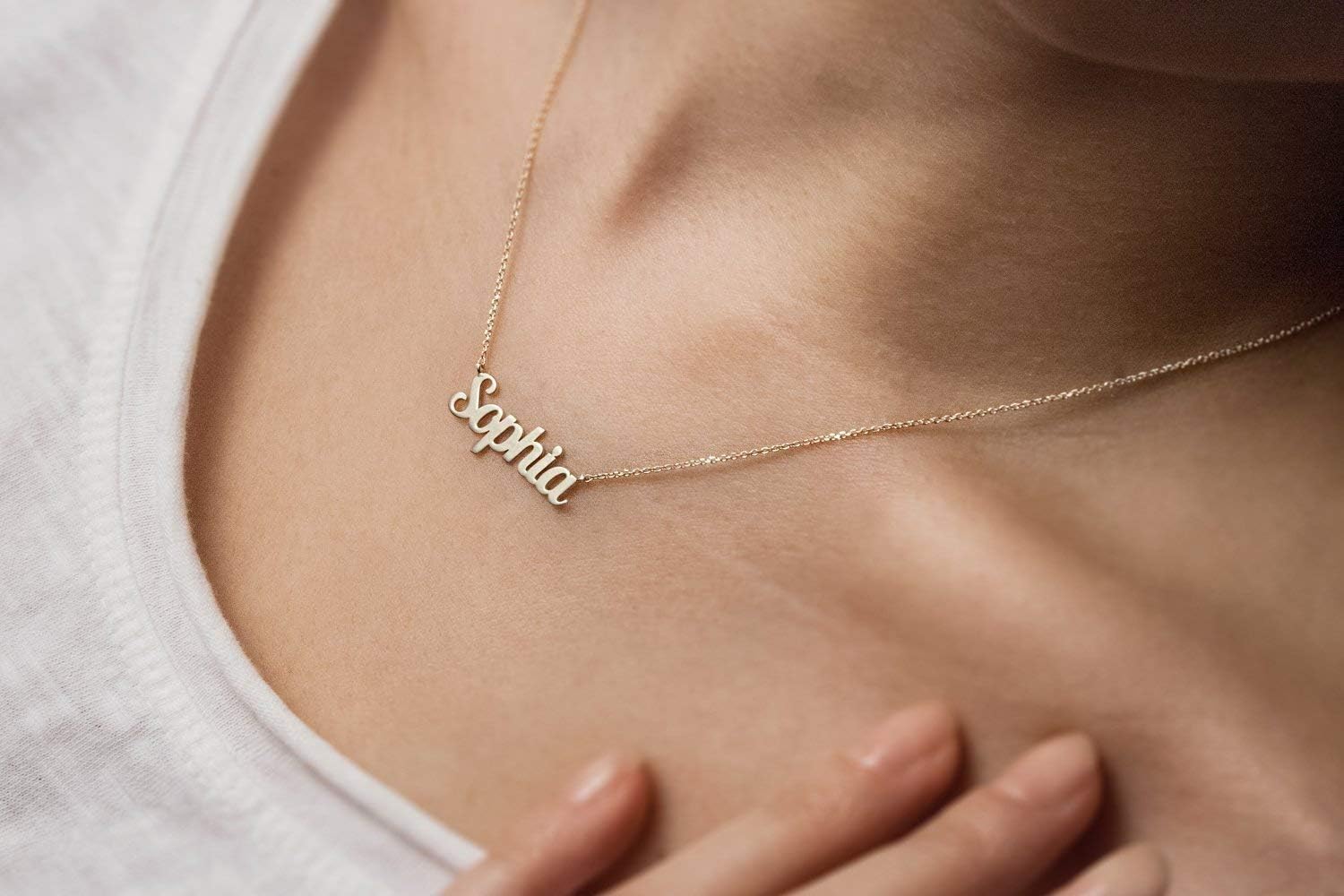 Yellow Gold Name Necklace, Custom-made Name Pendant, 9K 14K 18K Gold, Personalized Gift For Her/code: 0.003