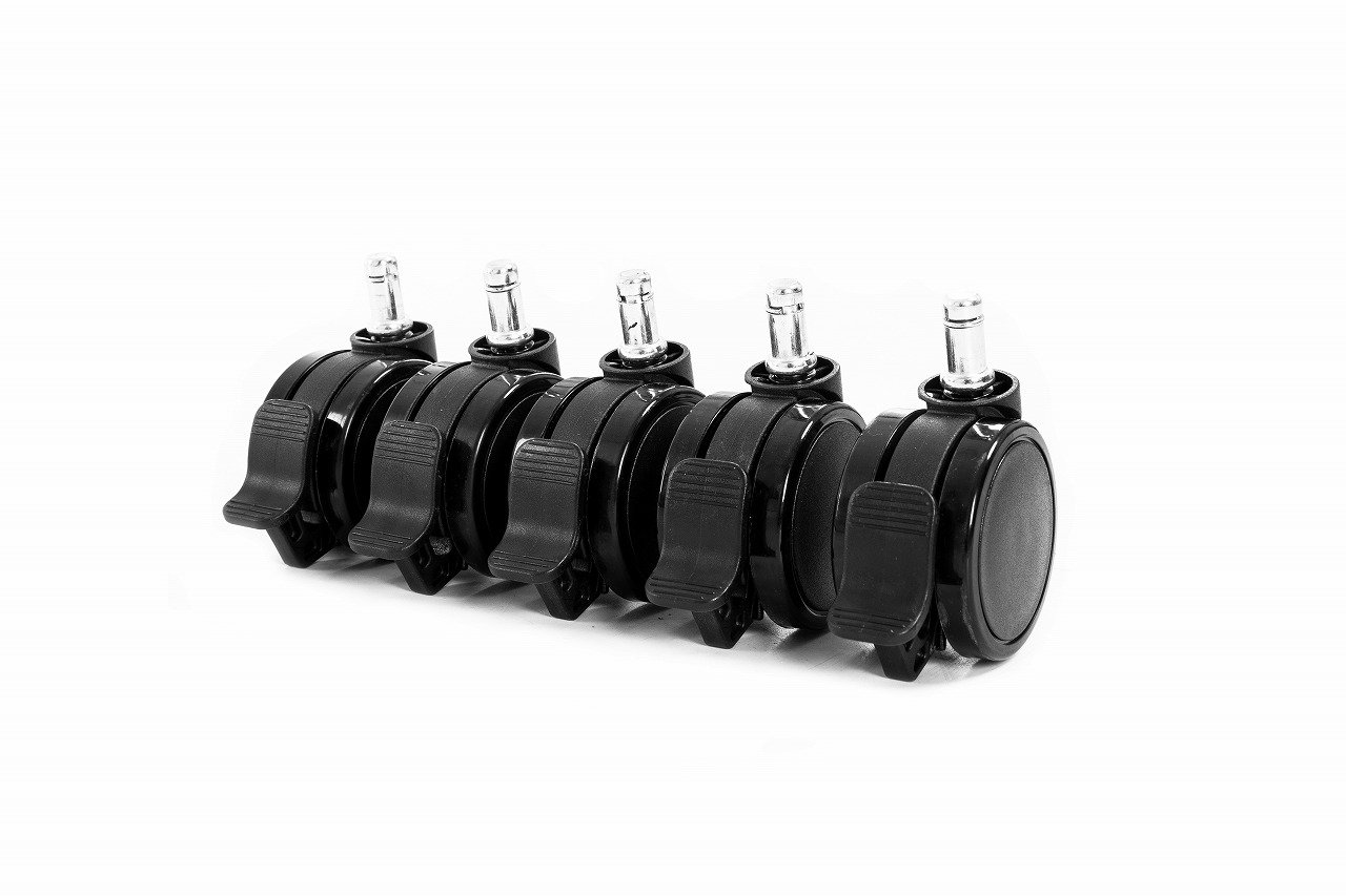 AKRacing PU (Polyurethane) Casters with Stopper for Gaming Chair, Black, Set of 5