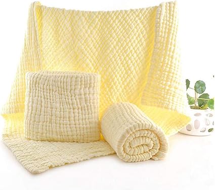 Amazon Co Jp ベビー バスタオル ガーゼタオル ガーゼケット 6重 純綿100 タオルケット ふわふわ 吸水性 瞬間乾き 保育園 赤ちゃん 出産祝い ブランケット イエロー 110 110cm ベビー マタニティ