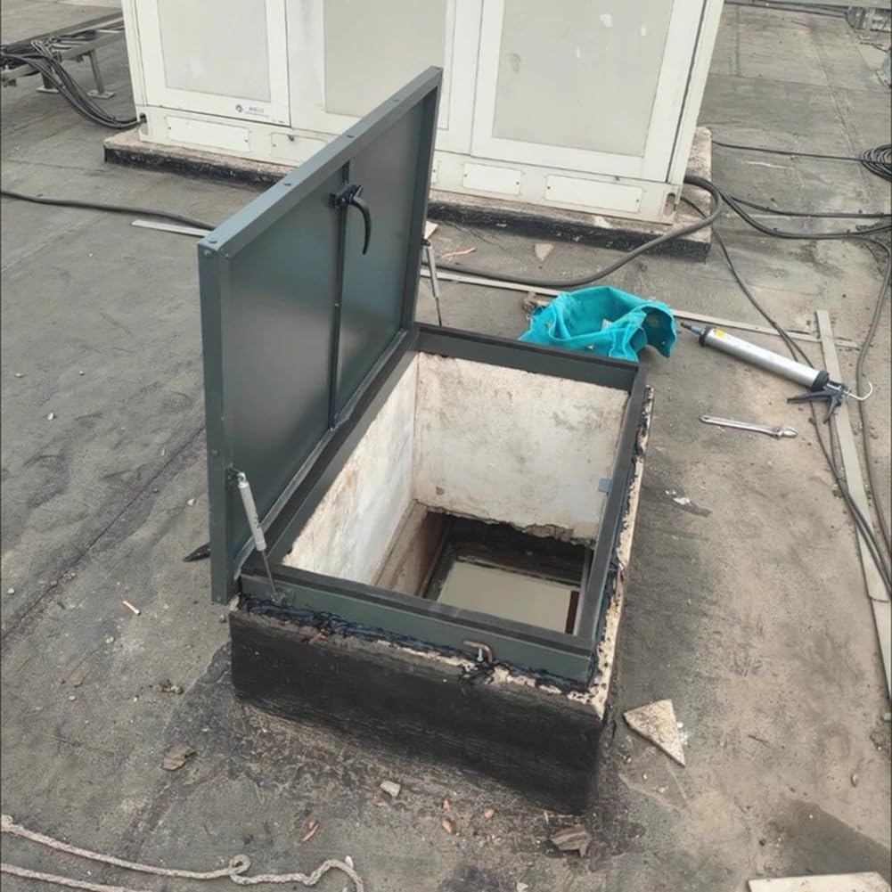 Botola Di Accesso Al Tetto In Acciaio, Cortile Ingresso A Soffitto Copertura Antipioggia Porta Di Sicurezza Zincata, Tetto Esterno Botola Di Manutenzione(75x95cm)