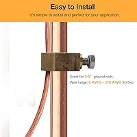 Vista 4 de Abrazaderas de varilla de tierra de cobre Abrazaderas de entierro directo 5/8 pulgadas (2, abrazadera de aleación de cobre 5/8 '')