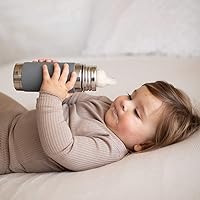 Vista 7 de Biberón Pura de acero inoxidable, hermético, con boquilla extragrande de silicona, libre de plástico, certificado no tóxico, libre de BPA, Agua