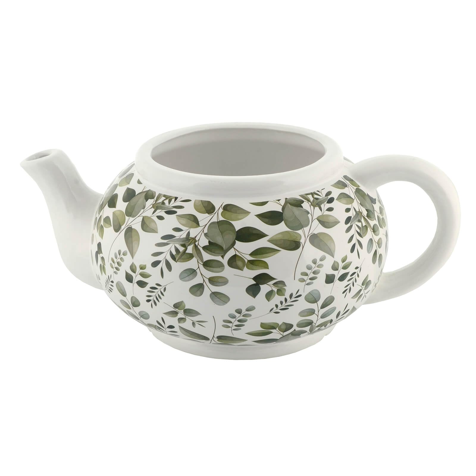Azuma Teapot Planter – Eucalyptus Leaf Ceramic Indoor Herb & Succulent Pot – 34cm Cottage Garden Style – Decorative Plant Pot – Unique Gift Idea for Gardeners Home & Garden