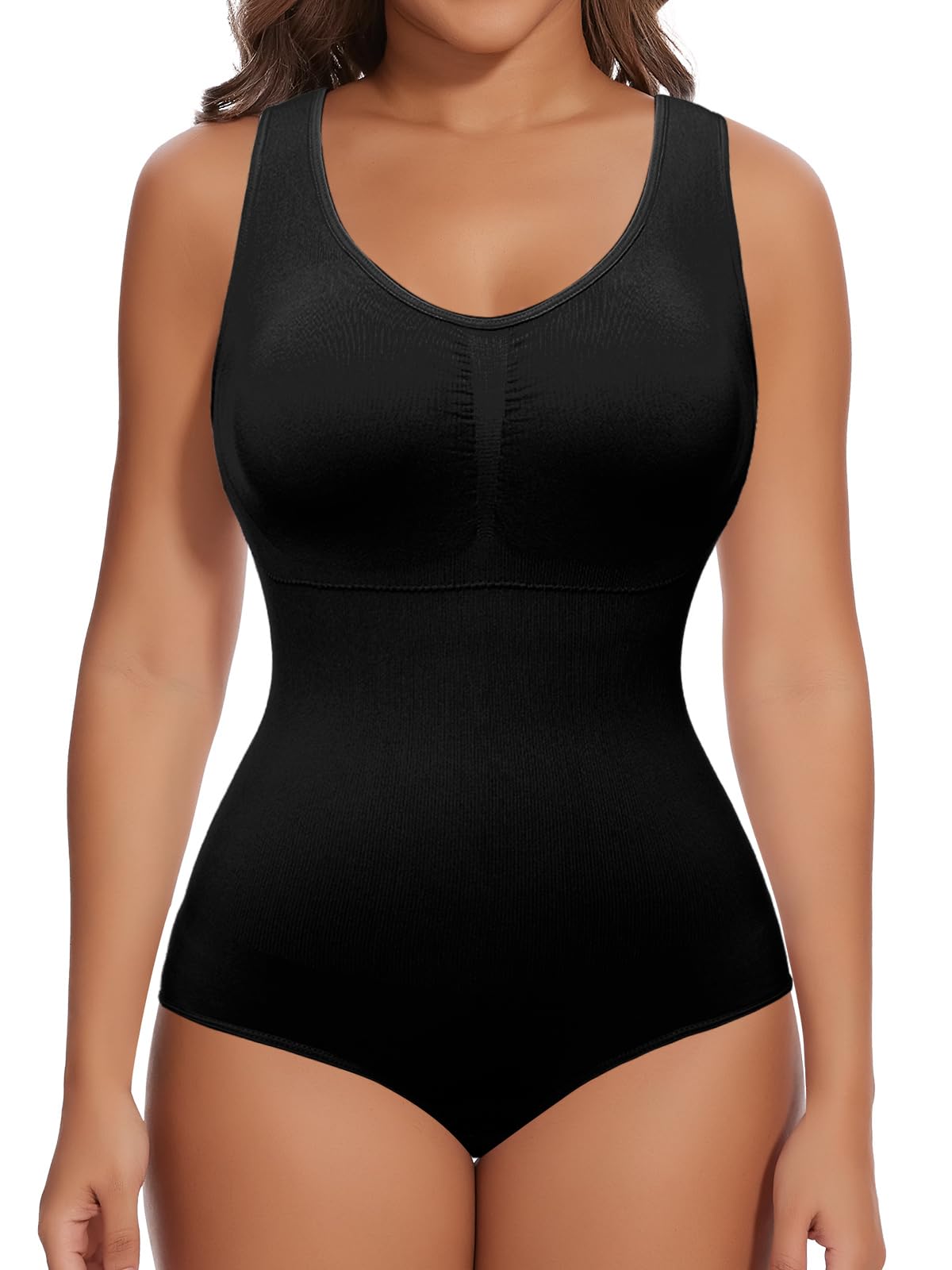 Women Shapewear Bodysuit Tummy Control Body Shaper Slimming Bodysuit Tank Top Compression Leotard with Built-in Bra