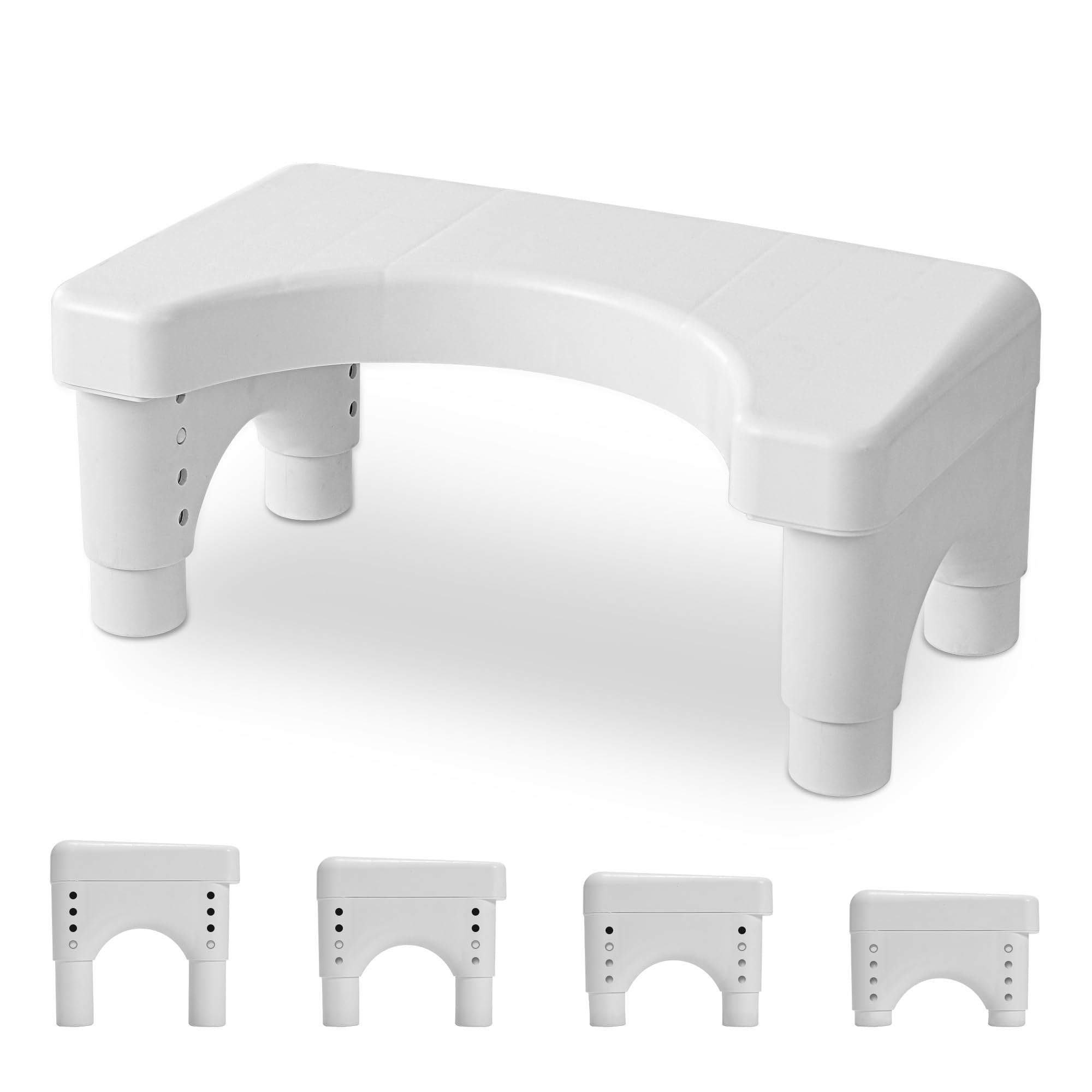 Poop Stool Toilet Stool White Adults for Bathroom, 5.9"" to 8.5"" Adjustable Height Toilet Stool Squat Adult
