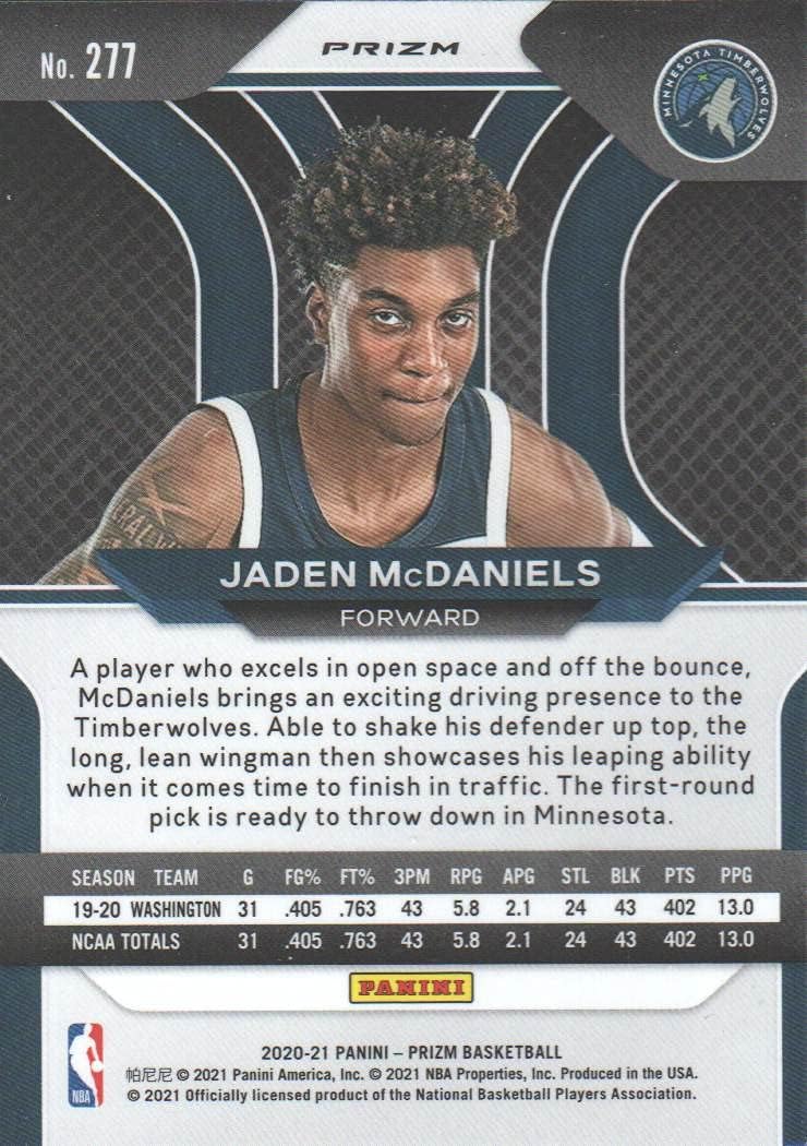2020-21 Panini Prizm Basketball Prizms Ruby Wave #277 Jaden McDaniels