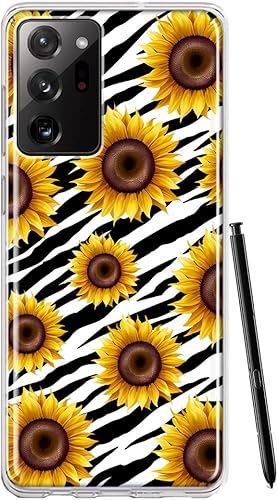 MUNDAZE - for Samsung Galaxy Note 20 Ultra White Zebra Sunflowers Polkadots Case Slim Hybrid Shockproof Hard Shell Soft TPU Heavy Duty Protective