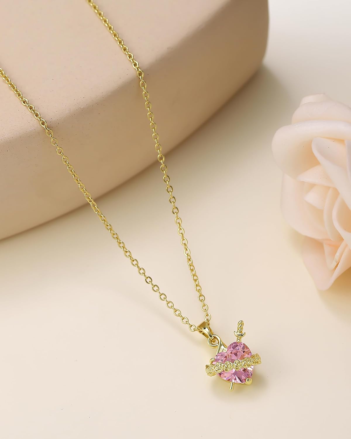 Heart Necklaces for Women, 14K Gold Plated Cubic Zirconia Heart Diamond Necklaces for Women Wedding Anniversary, Birthday Mothers Day Gifts for Mom, Mother, Wife - Image 4