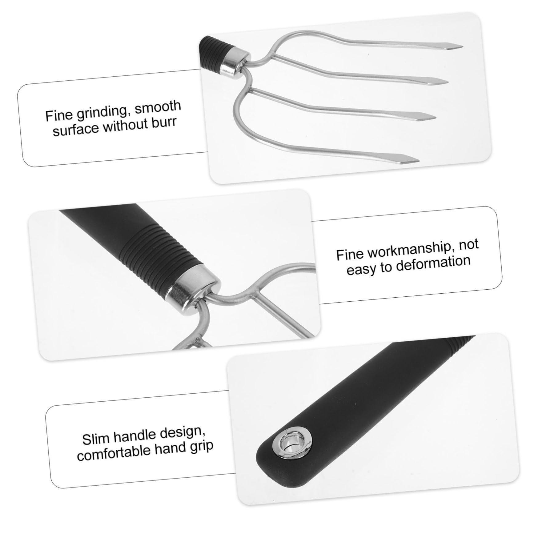 INOOMP 3pezzi Inossidabile Barbecue Fork Antiscivolo Utensile Per Grigliate Per Arrosti Costine Pollame e