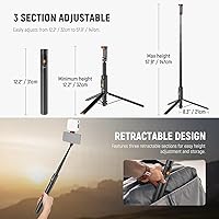 Vista 2 de NEEWER PA992 - Trípode para selfie stick de 57.9 pulgadas compatible con iPhone Samsung Android, soporte de metal portátil ligero para teléfono