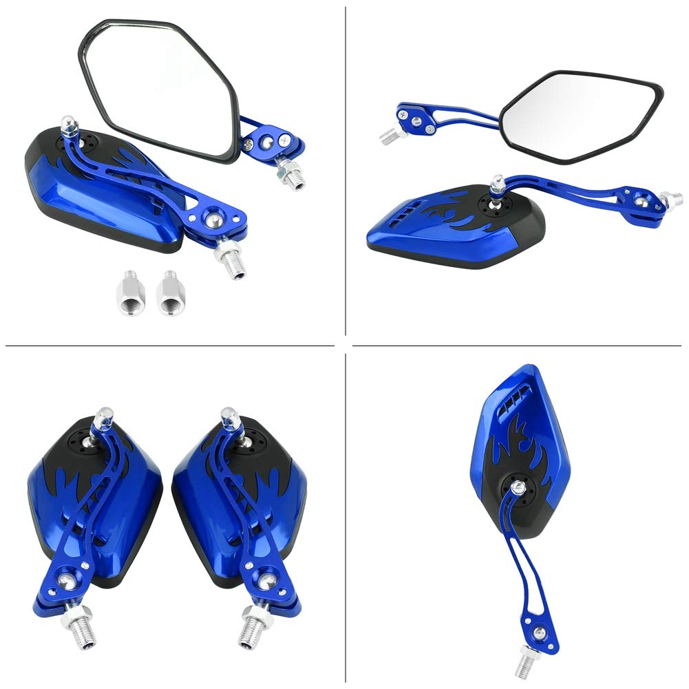 Specchietti Manubrio Regolabili Specchietti Retrovisori Moto Universali - Coppia, Regolabili A 360°, Per Manubri Da 13 A 19 Mm, Lente Ampia, In Alluminio Anodizzato Nero Specchietto Moto