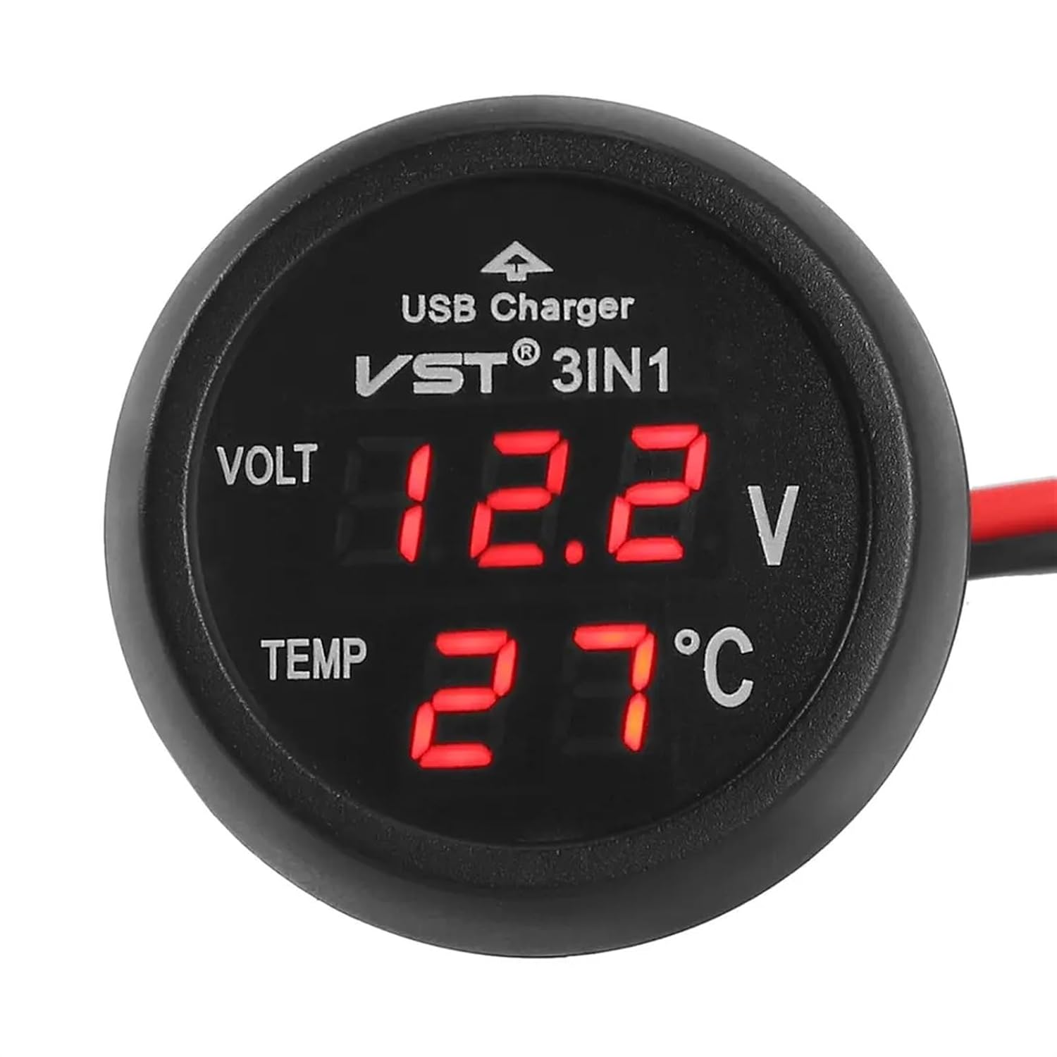 Digital LED Car Cigarette Lighter Voltmeter Thermometer Car Truck USB Charger 12V/24V Temperature Meter Voltmeter 3 in 1/2 in 1(3)