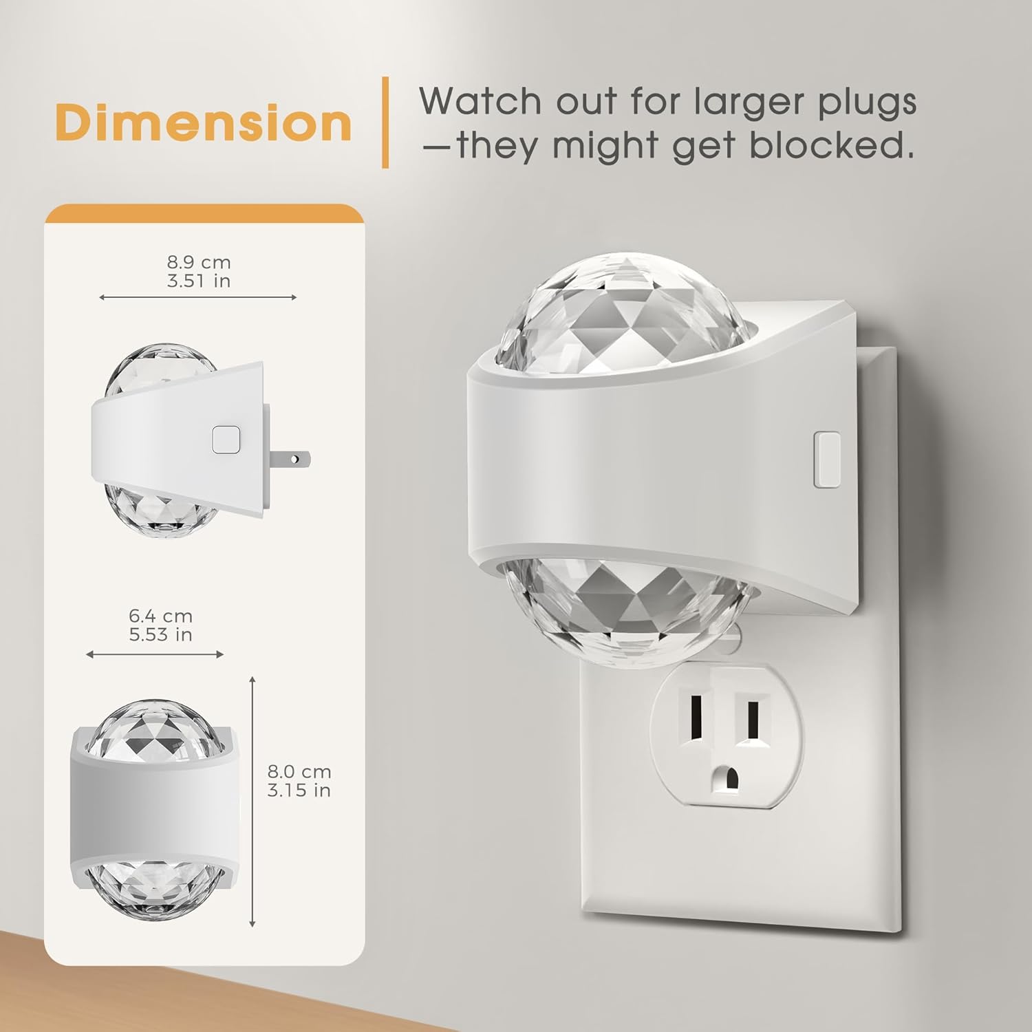 Briignite Night Light, Night Lights Plug into Wall, LED Projector Night Light, Soft White, Dimmable Brightness Dusk to Dawn Nightlight for Kids, Nursery, Bathroom, Home Decor, Gaming Room, 2 Pack