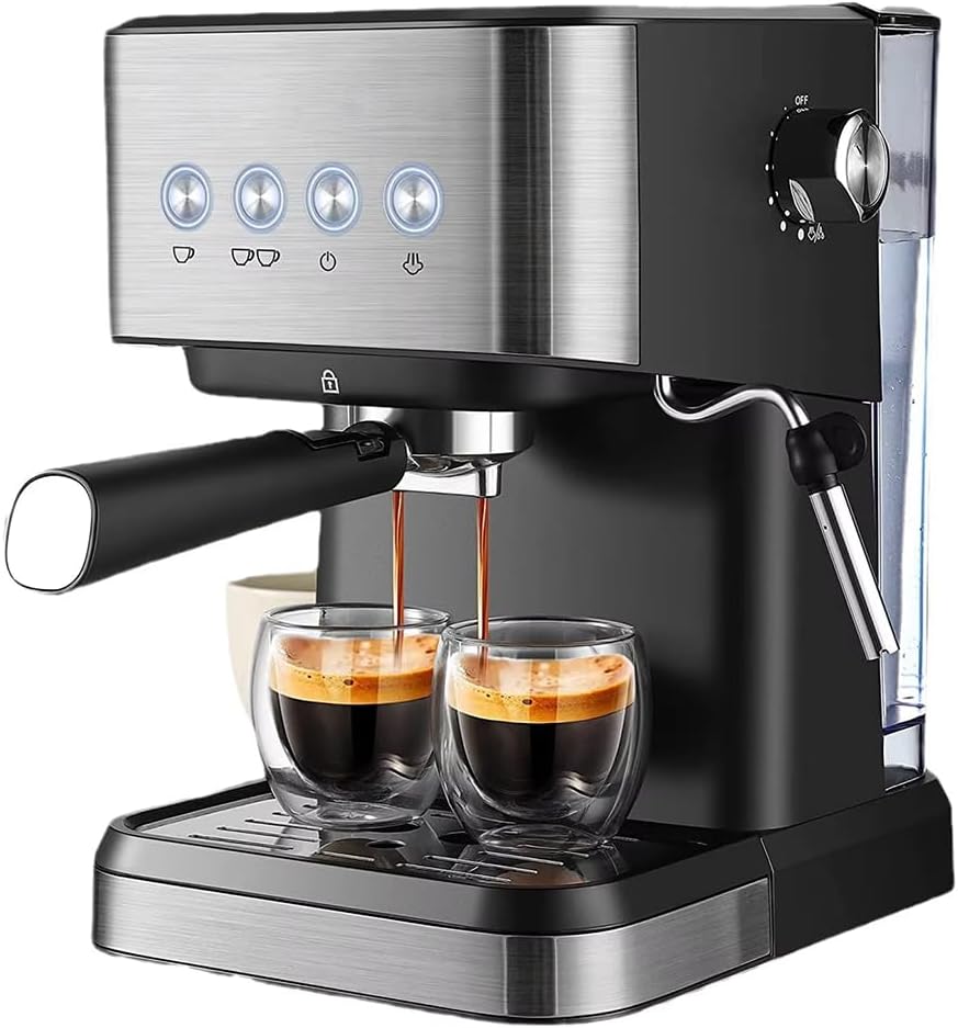 Espresso Machine 20 Bar, Programable Maker with Removable Water Tank and Milk Frother Steam Wand, 3 in 1-Extraetion Handle, Adjustable Grind Settings, Gift for Women Wife or Mom