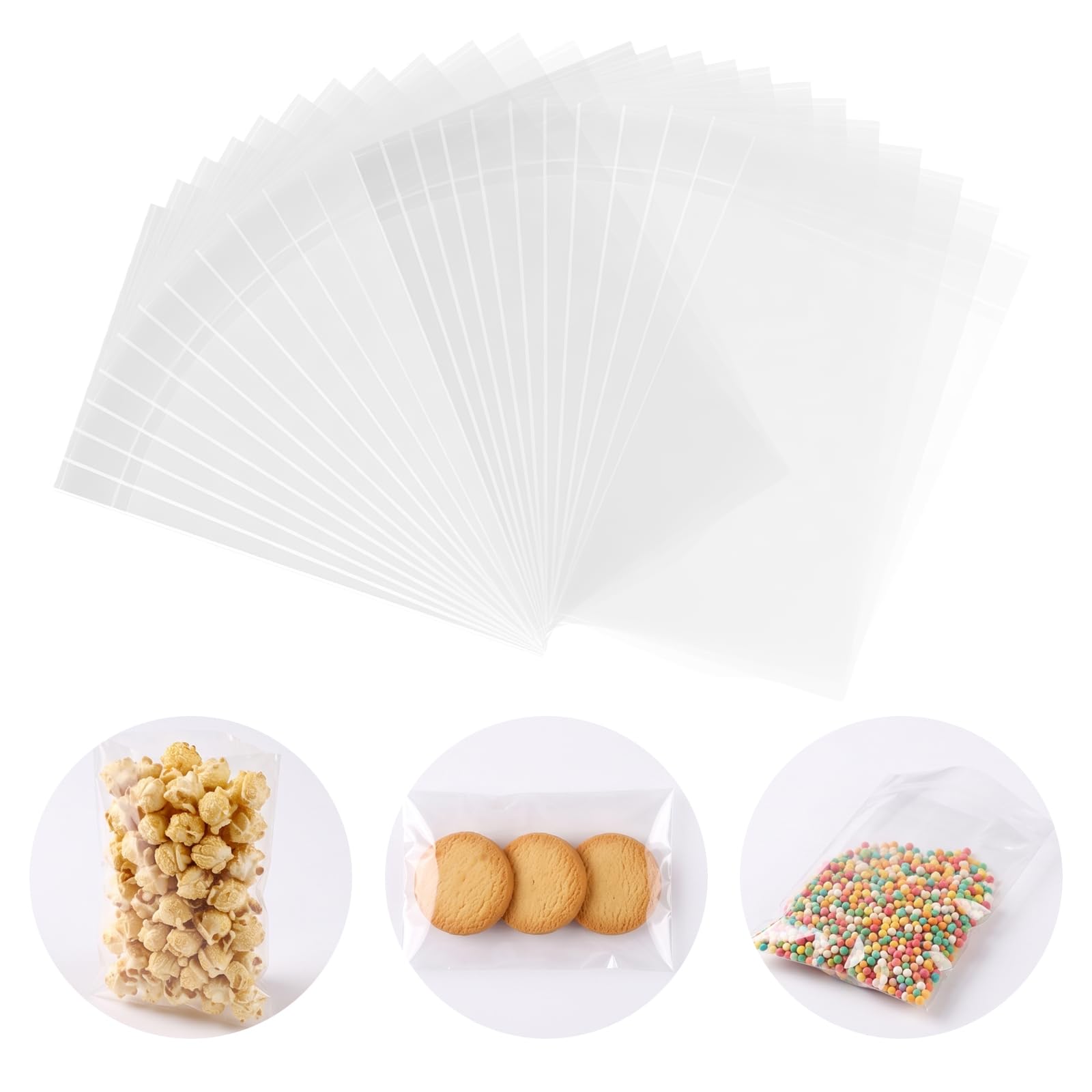 300 Pack Clear Self-Adhesive Cellophane Bags