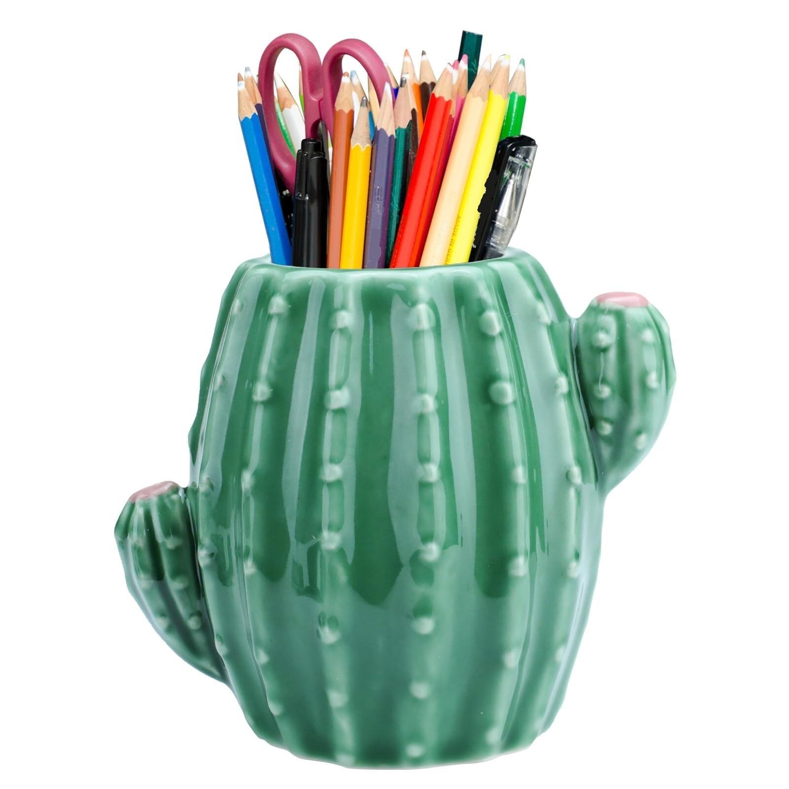 Portapenne da Scrivania Portapenne in Ceramica A Forma di Cactus for Riporre E Decorare Ufficio Casa Scuole Uffici