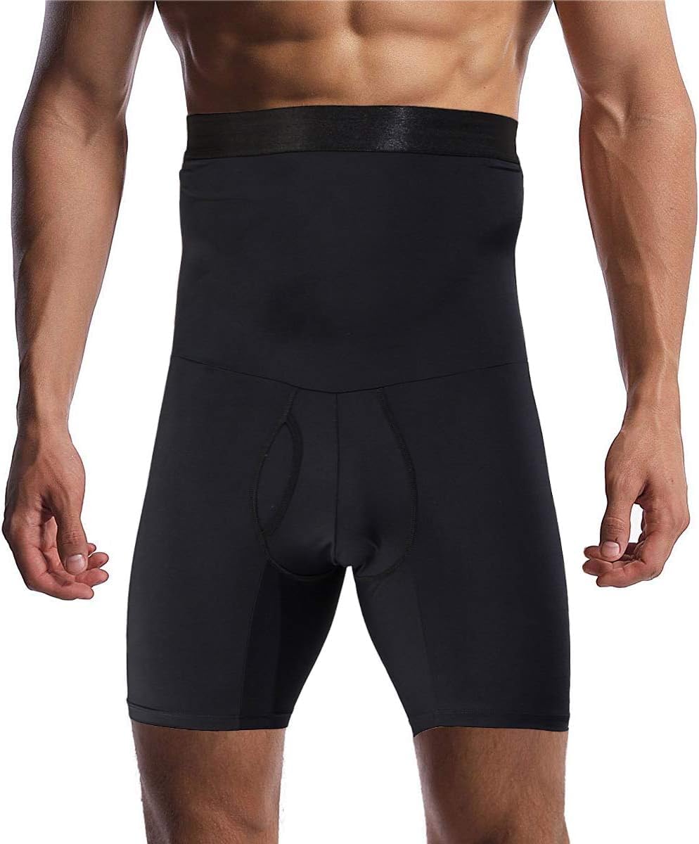 OptloveMen's Tummy Control Shapewear Shorts High Waist Slimming  Anti-Curling Underwear Body Shaper Seamless Boxer Brief