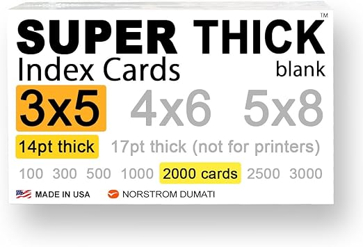 Amazon Com 2 000 Super Thick Index Cards 3 X5 14pt 0 014 100lb Blank Un Ruled 97 White Note Cards Post Cards Flash Cards Extra Heavy Weight Duty Acid Free 3 X 5 Card Stock In Bulk