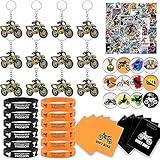 BANBALLON 98 PCS Dirt Bike Party Favor Dirt Bike Key Chains Silicone Wristband Stickers Goodie Bags Button Badges For Dirt Bike Party Club Gift Boy Man’s birthday party Supplies