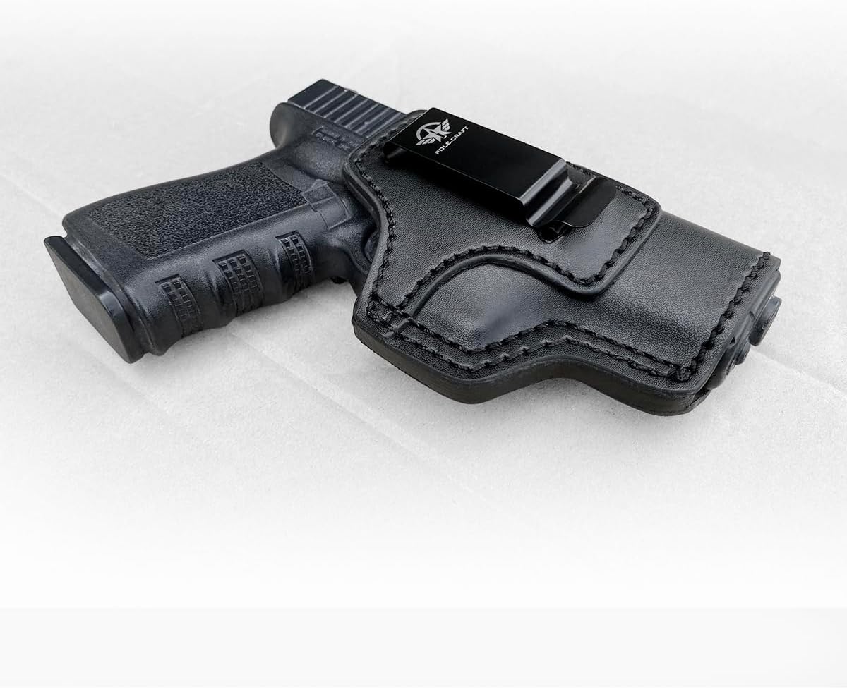 Leather Holsters for Pistol : Glock 19 23 45 - Taurus G2C G2S G3C - S&W SD9VE M&P Shield 9MM - Ruger SECURITY-9 SR9C - Springfield HELLCAT Pro - Walther PPS - CZ P10C...(Black - Right Hand Draw (IWB))
