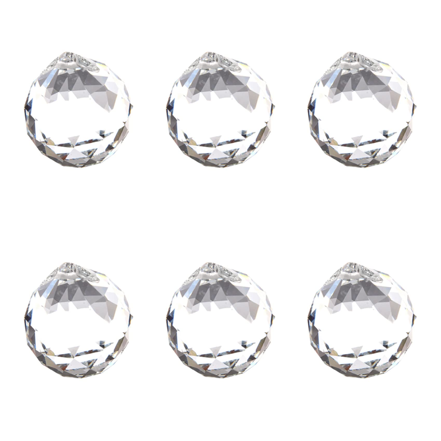 Hndhbfgrt 6 Pcs 40MM Feng Shui Faceted Decorating Crystal Pendant Ball(Clear)
