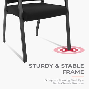 KLASIKA Desk Chair Arm Chair with Ergonomic Lumbar Support and Thickened Seats Cushion, Waiting Room Chairs (Black 1 Pack)