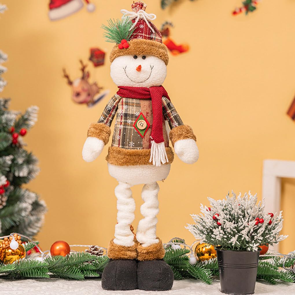 Muñecos de Peluche navideños para decoración Festiva del hogar, Franela de Oficina, Decoraciones navideñas Hechas a Mano, muñecos de pie Redondos, muñeco de Nieve de Navidad