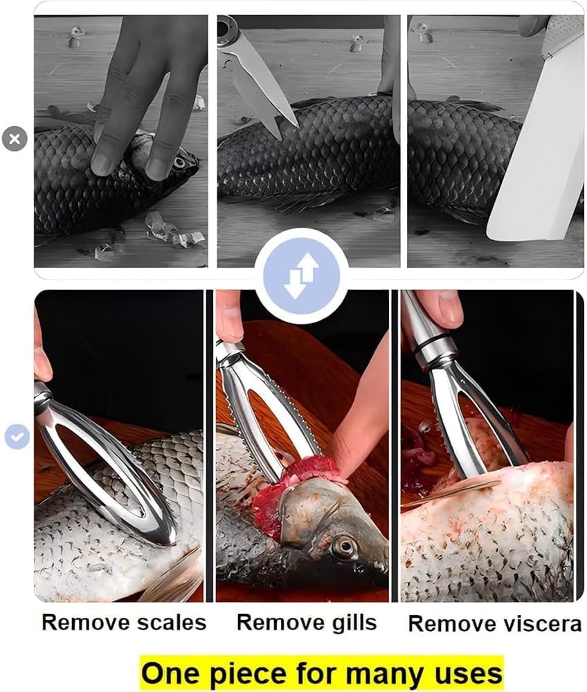 Nekuba Balık Pulu Çıkarıcı, Paslanmaz Çelik, Ergonomik Saplı, Profesyonel ve Özel Mutfak Kullanımı için