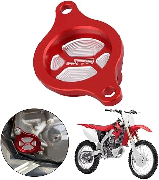 AnXin Dirt Bike Oil Filter Cap Cover Aluminum CNC for CRF450R CRF 450R 2009 2010 2011 2012 2013 2014 2015 2016 09-16 Motorcycle Motocross Dirt Bike Off Road Enduro Red