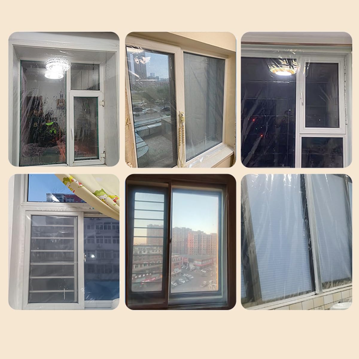 Breit Isolierfolie Fenster Kälteschutz Selbstklebend, Kälteschutzfolie Thermo Fenster Zum Blockieren von Zugluft, Transparent EVA Thermofolie Kit für Balkon Schlafzimmer(Weiß,220x600cm)