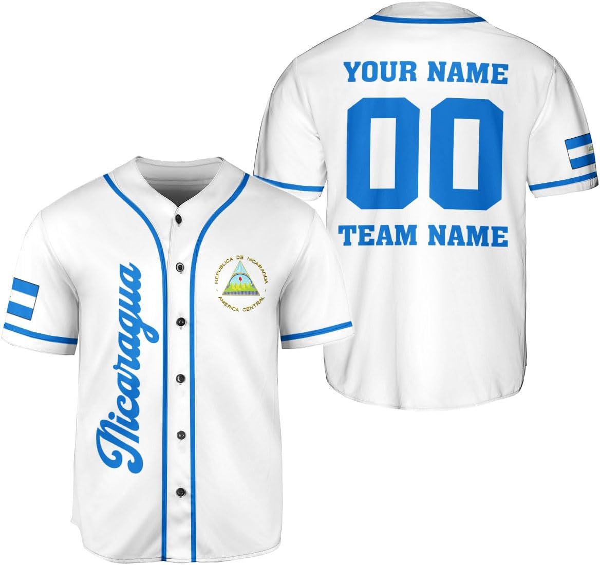 Personalized Nicaragua Baseball Jersey Shirt, Name Nicaraguan Nicaragua Jersey for Men & Women, Nicaragua Flag Shirt