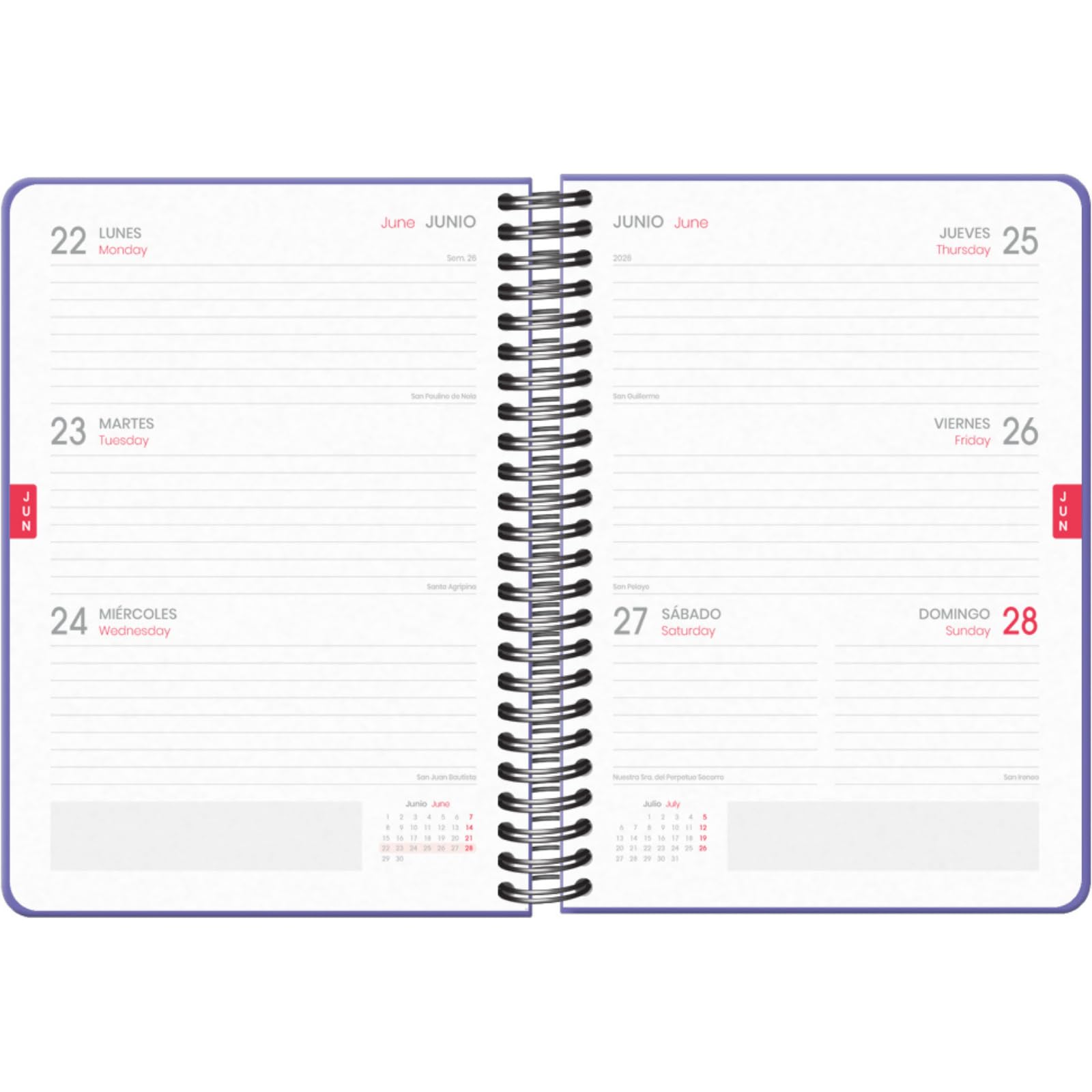 Dohe, School Planner 2025 2026, Week to View, A5 Size (15x21 cm), Spanish and English, Double Spiral Binding and Elastic Band - Image 2