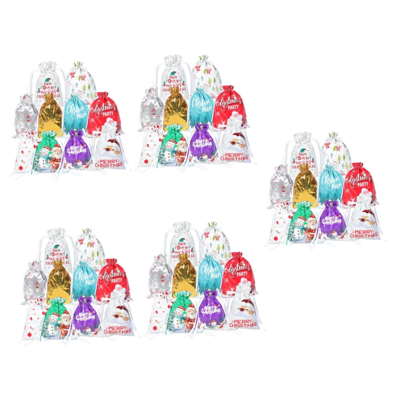 ULTECHNOVO 50pezzi Sacchetti Di Natale Con Corda Da Confezione Festiva Vari Colori Per Regali e Dolcetti Atmosfera Natalizia Per Famiglie e Feste