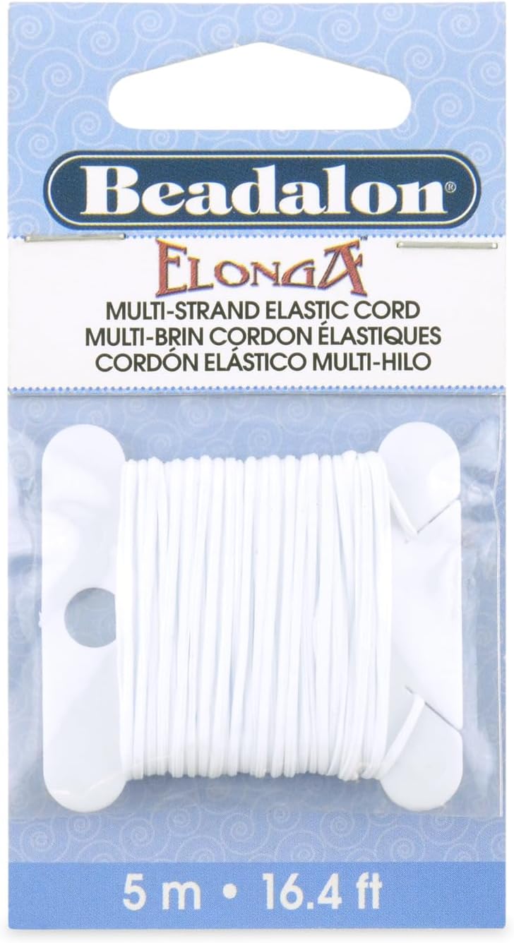 Beadalon Elonga Elastic String for Bracelets 1.0mm 100m White Jewelry Making Cord Strong Stretch Recovery Secure Knots Heavy Beads Compatible Multi Fiber Bulk Spool for Professional Jewelry Making