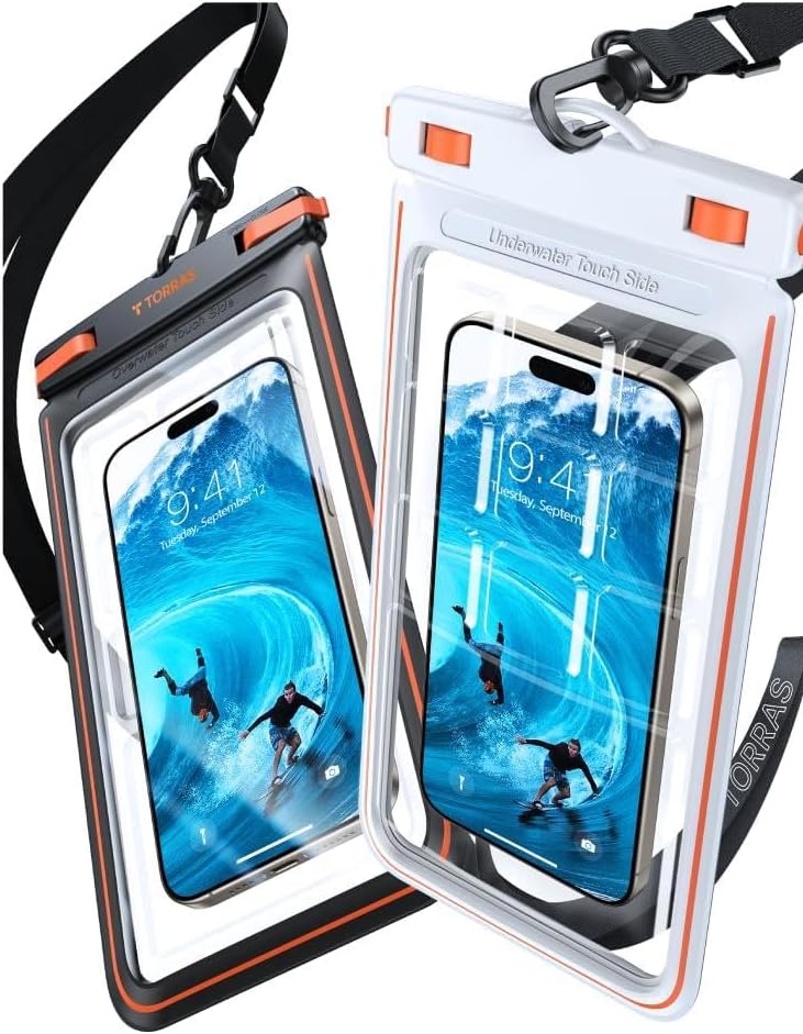 TORRAS Black and Black White Waterproof Pouch Set