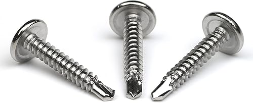 Miniatura 6 de Jetovo Paquete de 100 tornillos Phillips autoperforantes de cabeza de oblea de acero inoxidable 410, tornillos Tek de chapa, cabeza de armadura